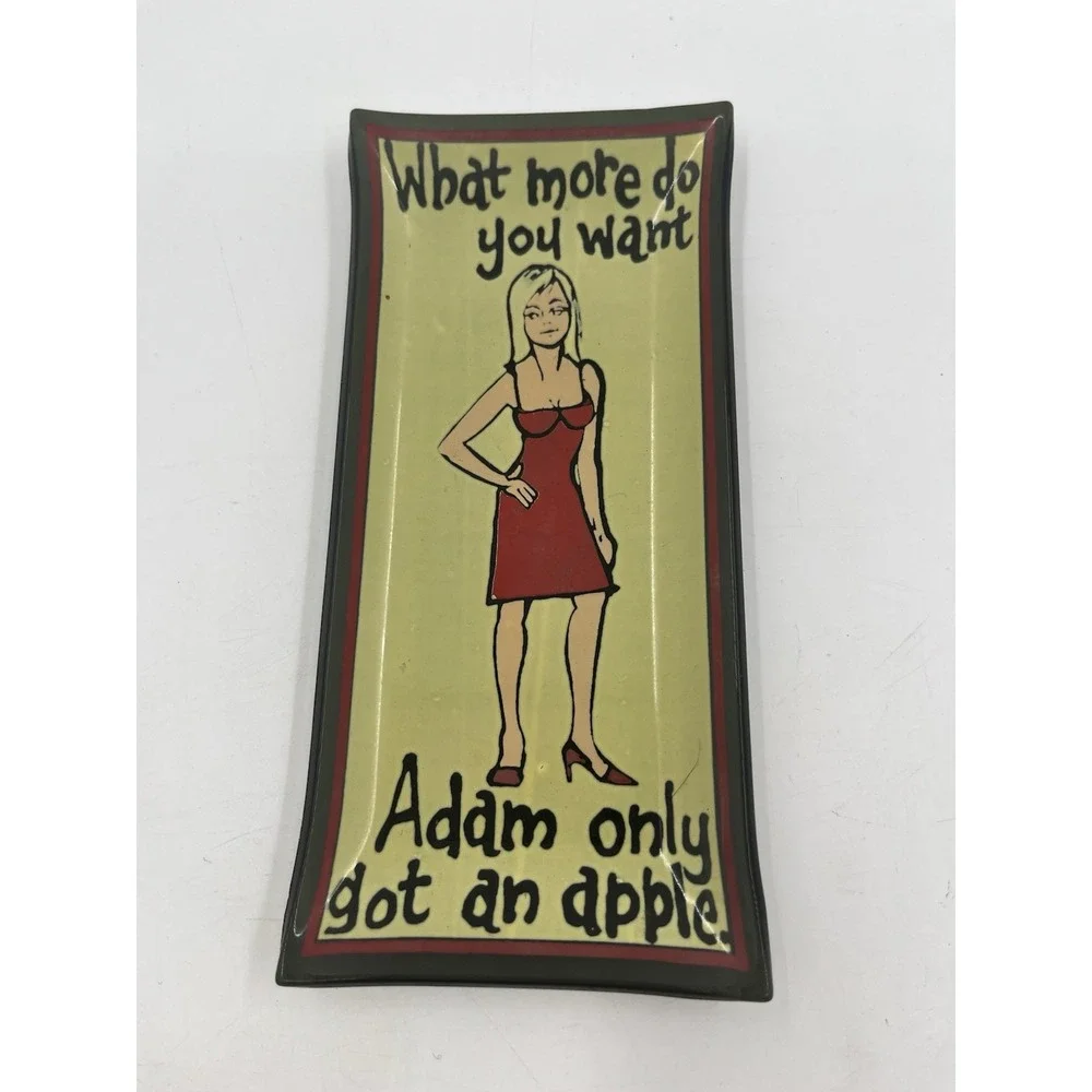 ViTG 60's Houze Art Glass Naughty Ashtray Trinket Dish Humor Sex Adam And Eve